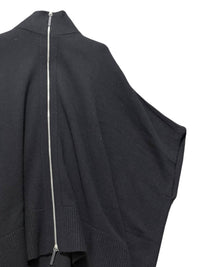 Lafayette 148 Women's Zip Up Poncho in black - women's sweater - detail view