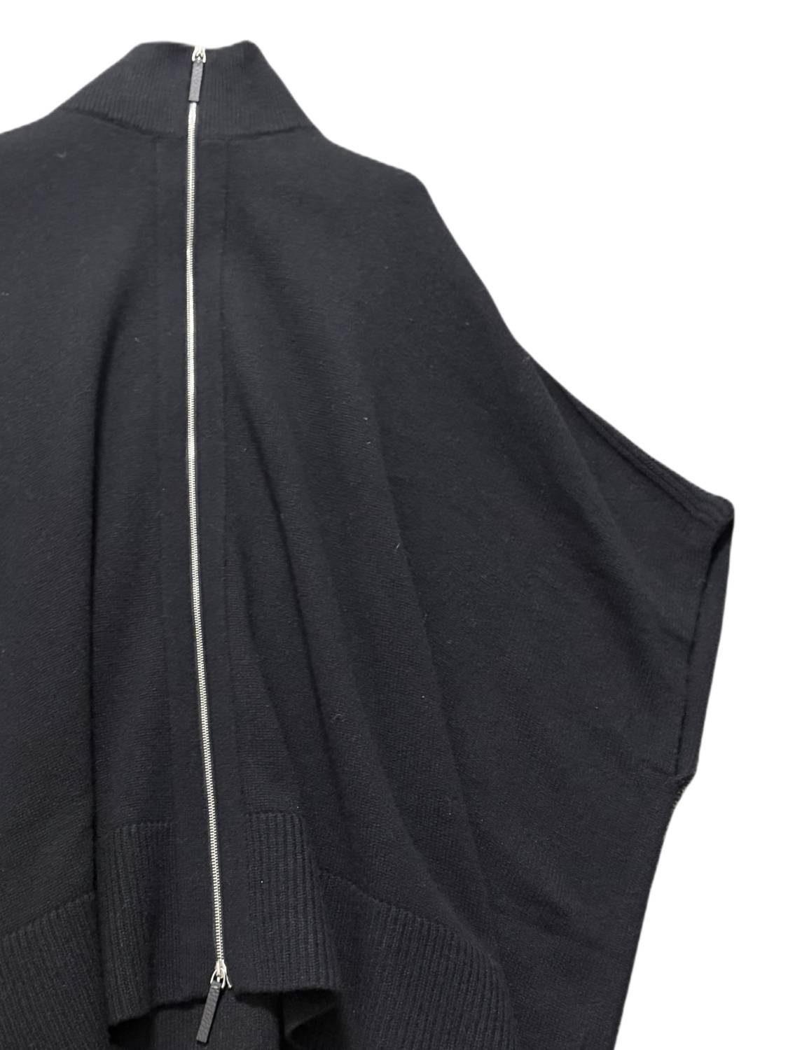 Lafayette 148 Women's Zip Up Poncho in black - women's sweater - detail view