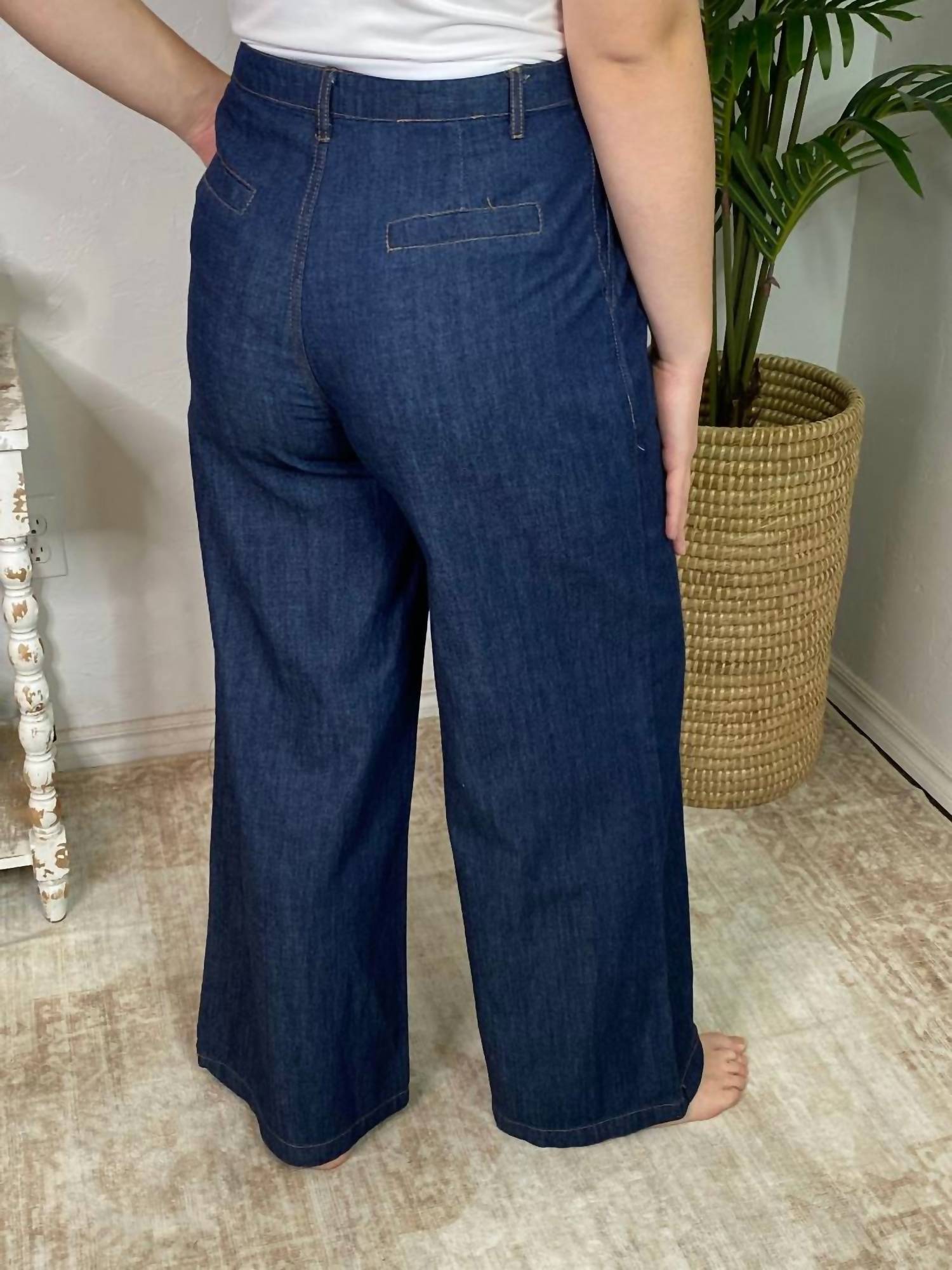 Blu Pepper - Denim Wide Leg Trouser Pants