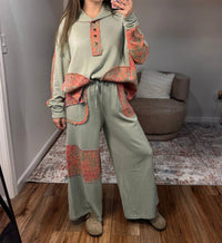 Easel - Piper Floral Patchwork Terry Knit Set