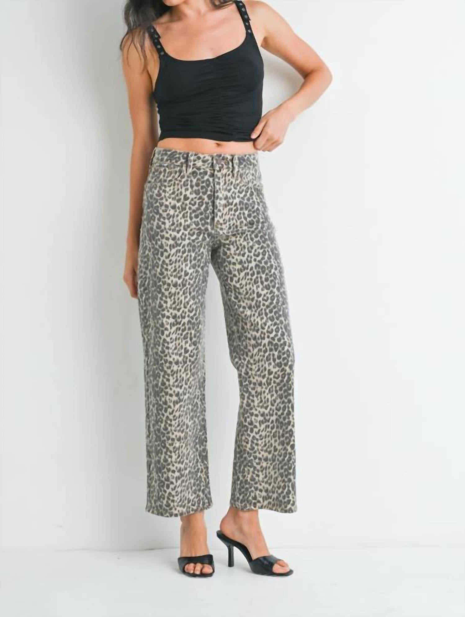 JUST BLACK DENIM Kandice Vintage Straight Jeans in leopard - women's jeans