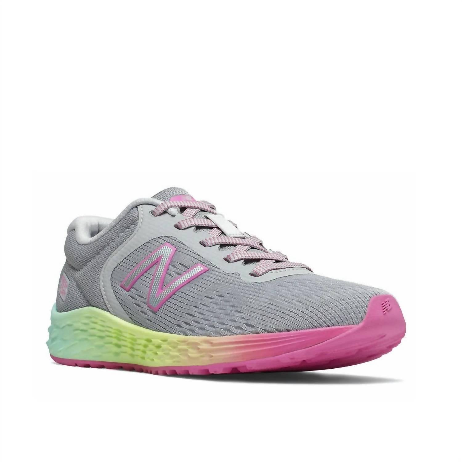 New Balance Little Kid's Fresh Foam Arishi Running Shoes in grey rainbow - kids' sneaker