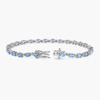 Diana M Jewels Women's Oval Natural Aquamarine Bracelet (4.28 Ct) - Statement in 14k white gold - women's jewelry - detail view