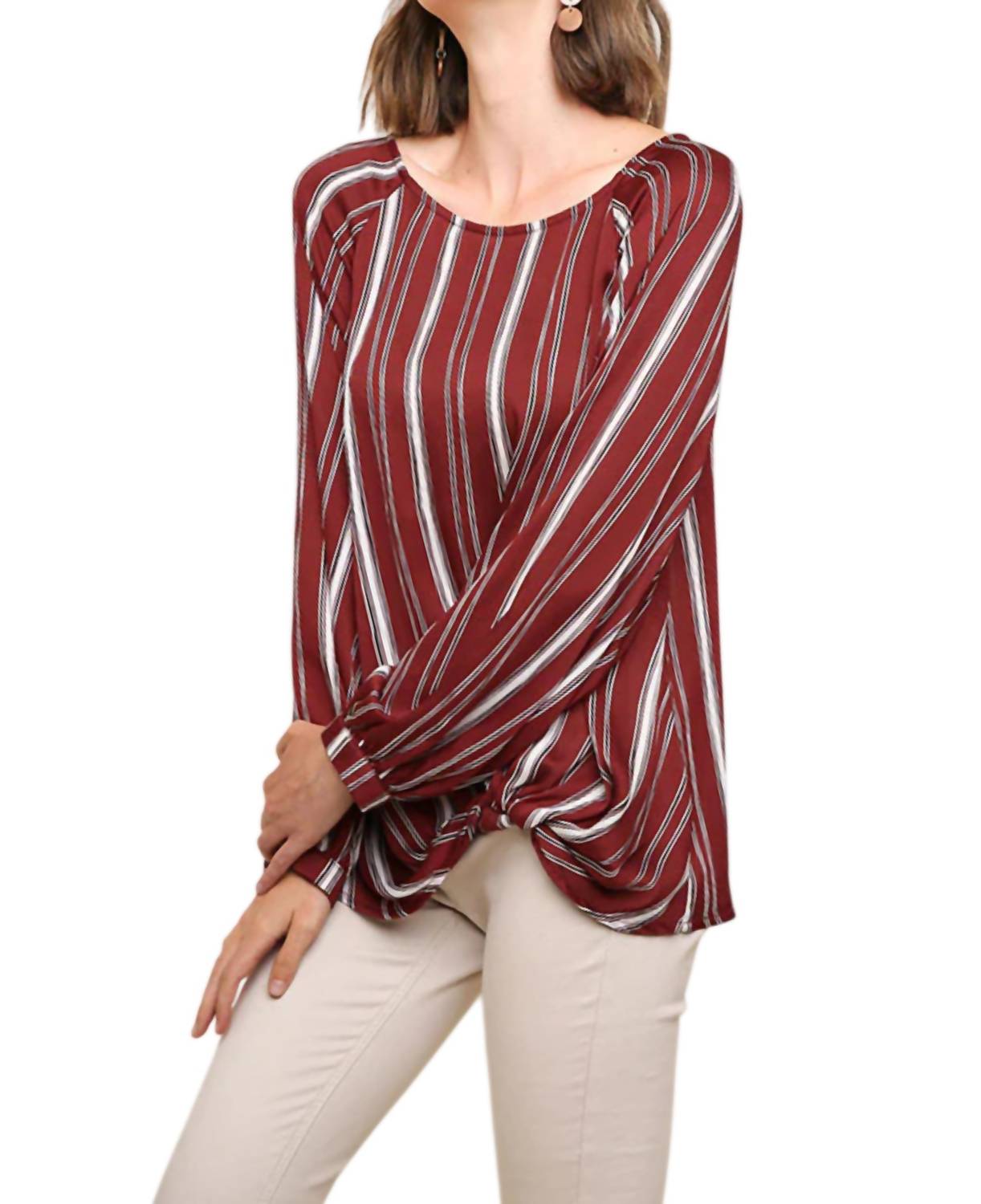 Umgee - Striped Gathered Blouse