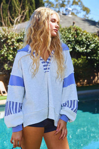 Bucketlist - Color-block Collared Loose Fit Top