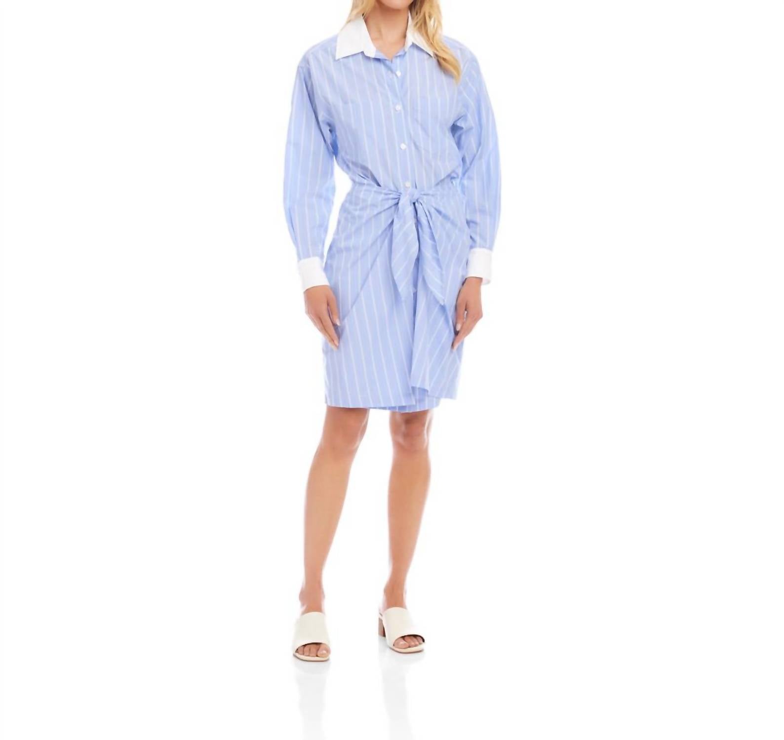 Karen Kane - Stripe Faux Wrap Shirtdress