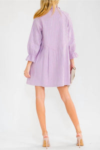Blue B - Women's Rhinestone Striped Button Down Dress