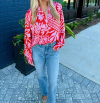 Joy Joy - Flame Button Blouse