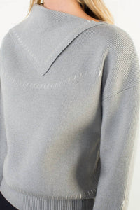 Thml - Split Neck Exposed Stitch Sweater
