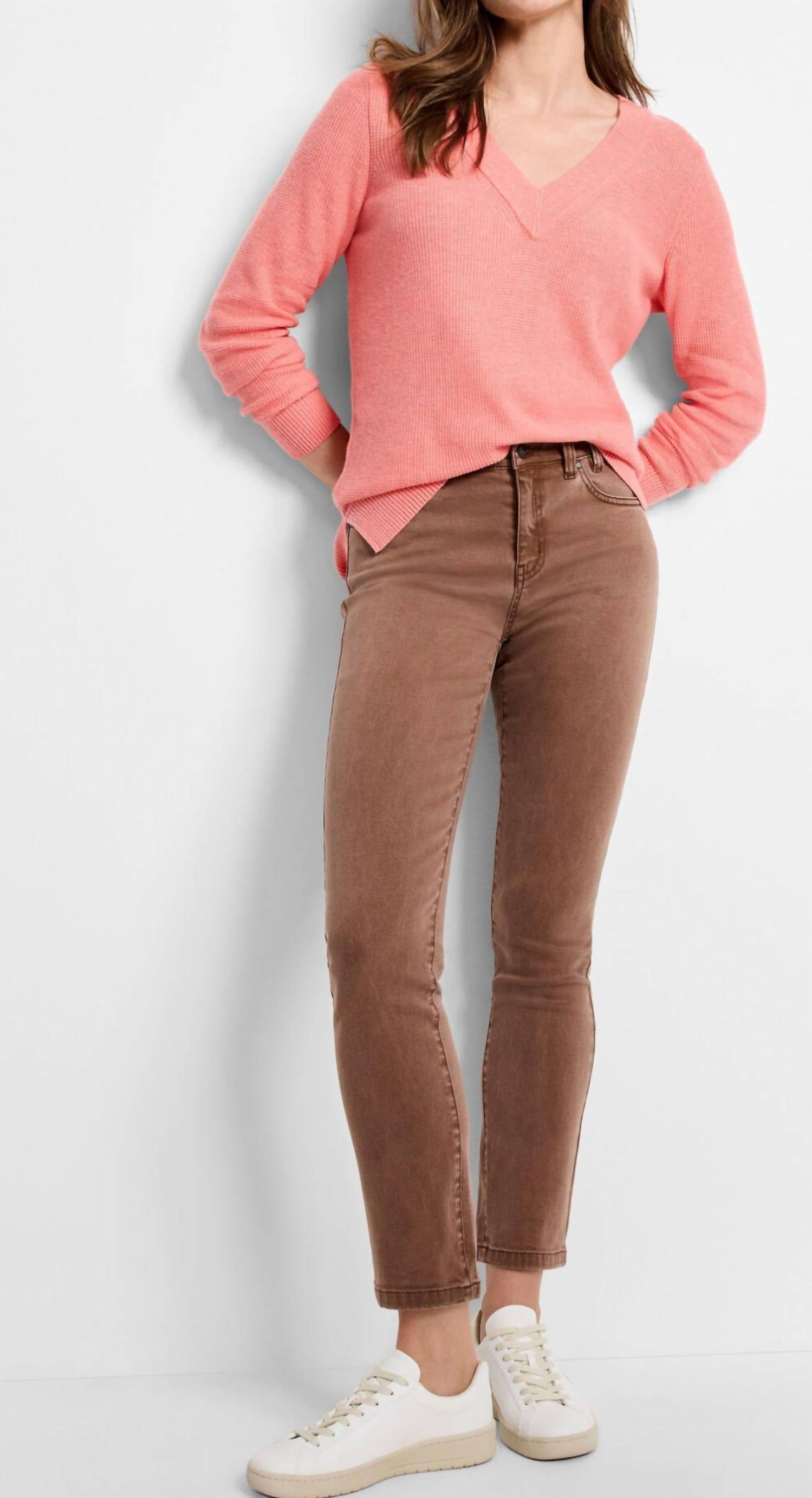 Nic + Zoe Mid Rise Straight Ankle Jeans in coffee bean - women's jeans - view 4