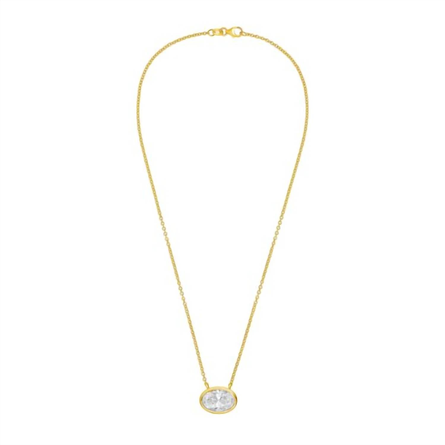 Diana M Jewels - Women's East West Oval Bezel Lab-grown Diamond Pendant Necklace (12.00 Ctw) - Luxe