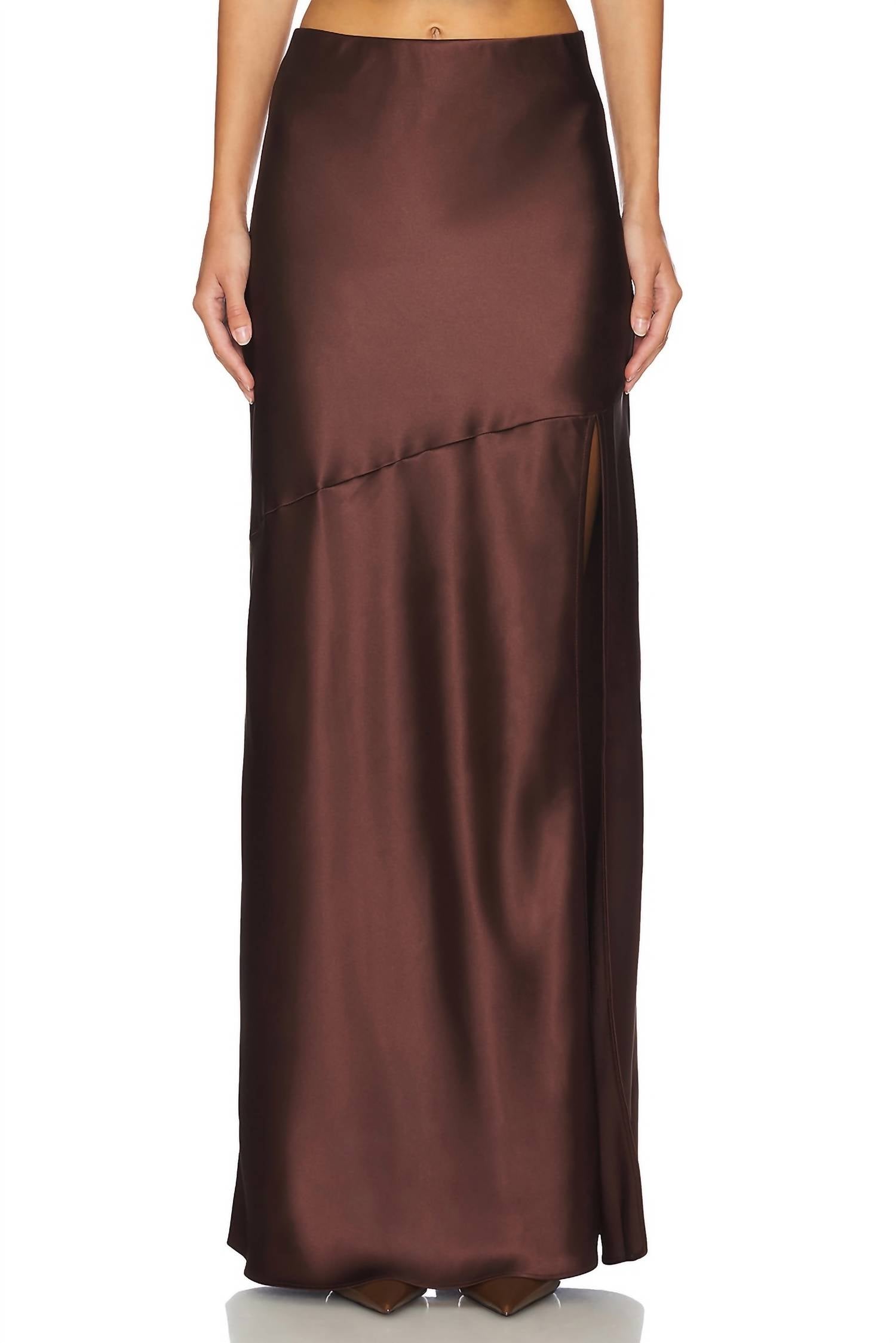 line and dot Dalton Satin Skirt in chocolate - women's skirt