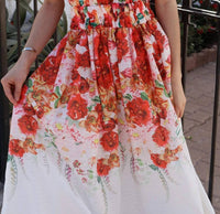 EB Luxe Floral Print Halter Dress in red multi - women's dress - alternate view