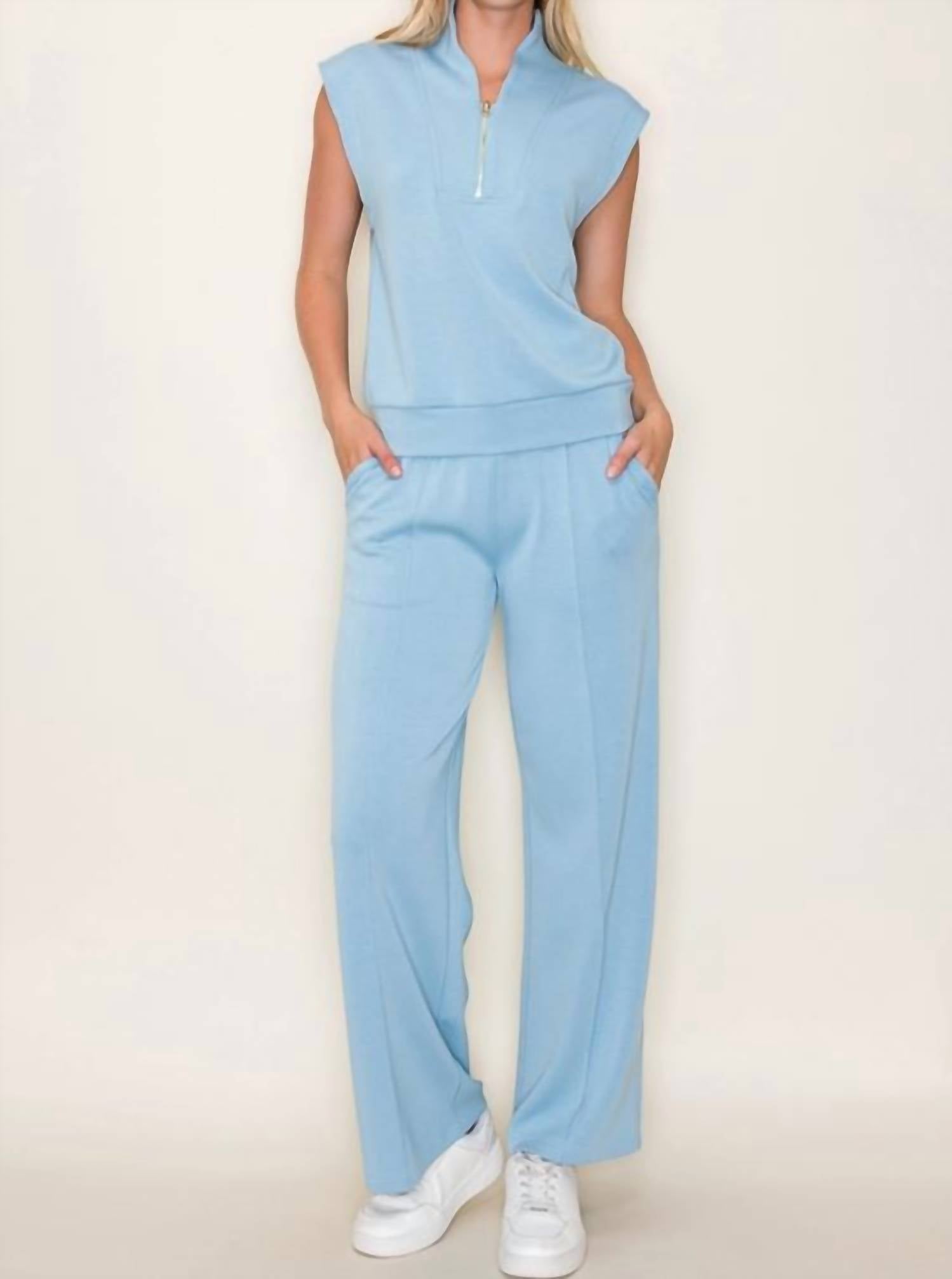 Star Drop - Heidi Collared Half-Zip Sleeveless Scuba Top