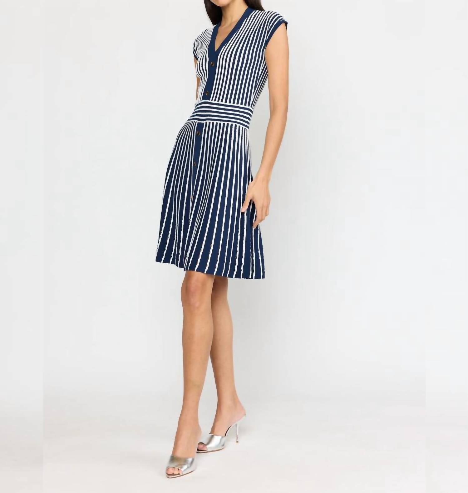 CHRISTY LYNN Kris Mini Dress in pinstripe navy - women's dress - view 4