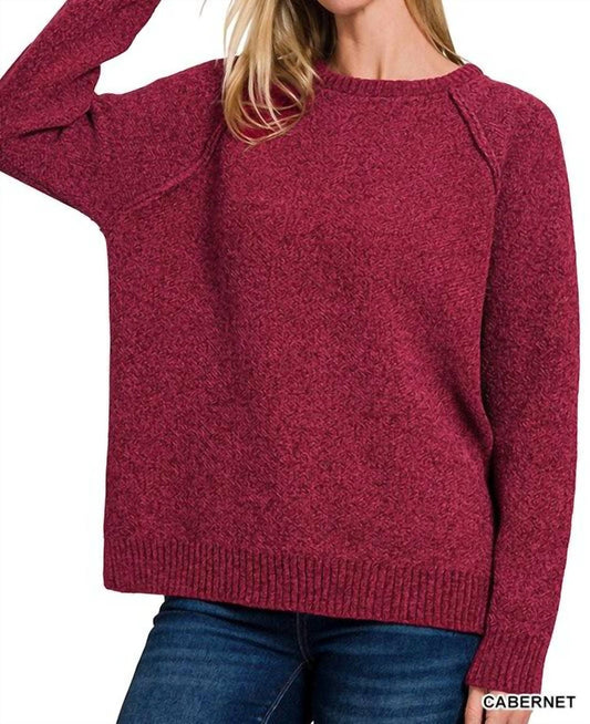 Zenana - Chenille Raglan Sweater