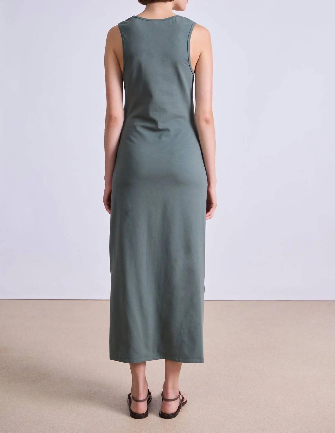 APIECE APART Uri Twist Maxi Dress in thyme - women's dress - alternate view