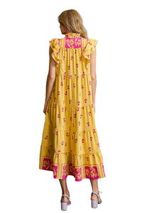 Umgee - Floral Tiered Ruffle Midi Dress