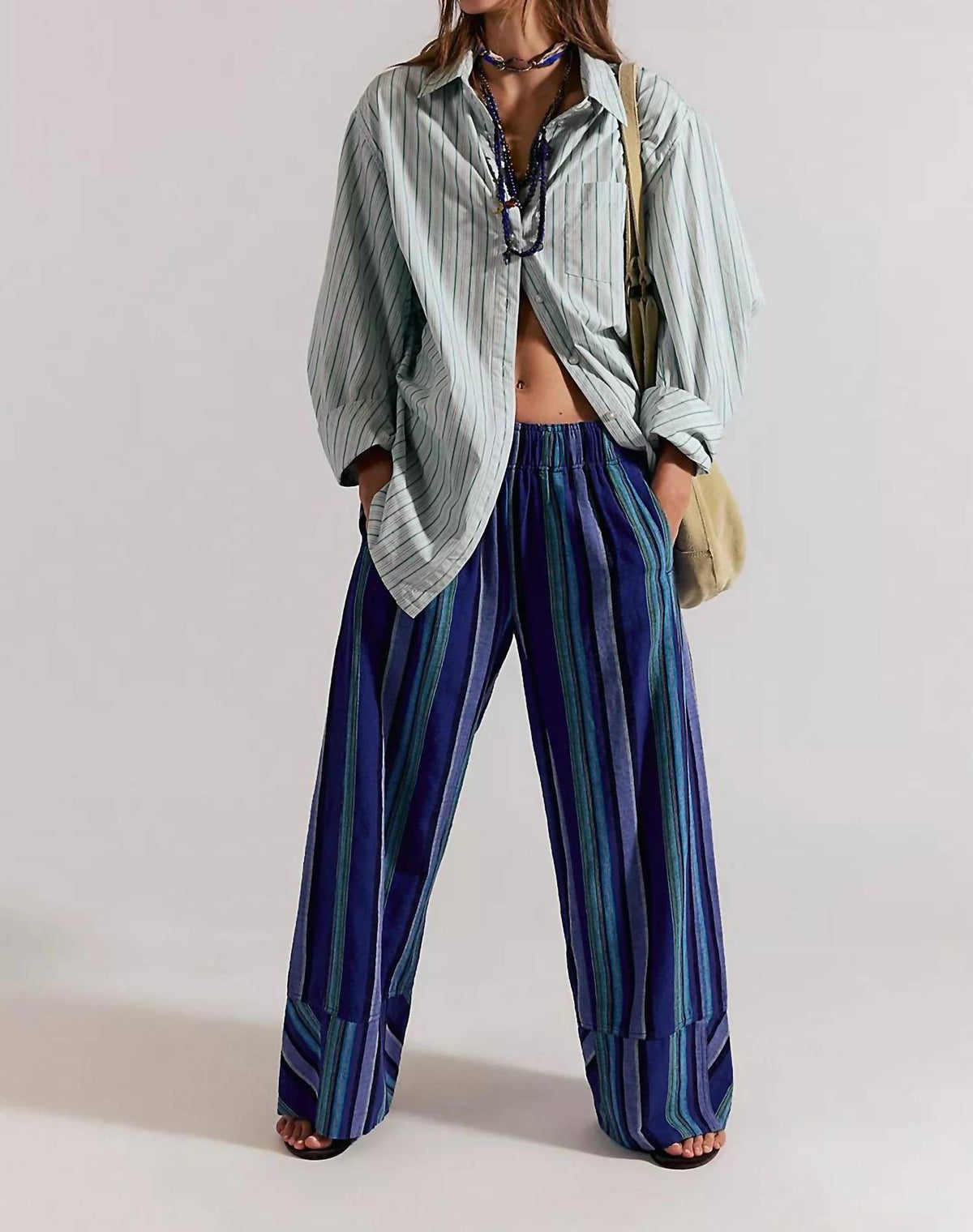 Free People - Day's End Linen Striped Pull-on Pants