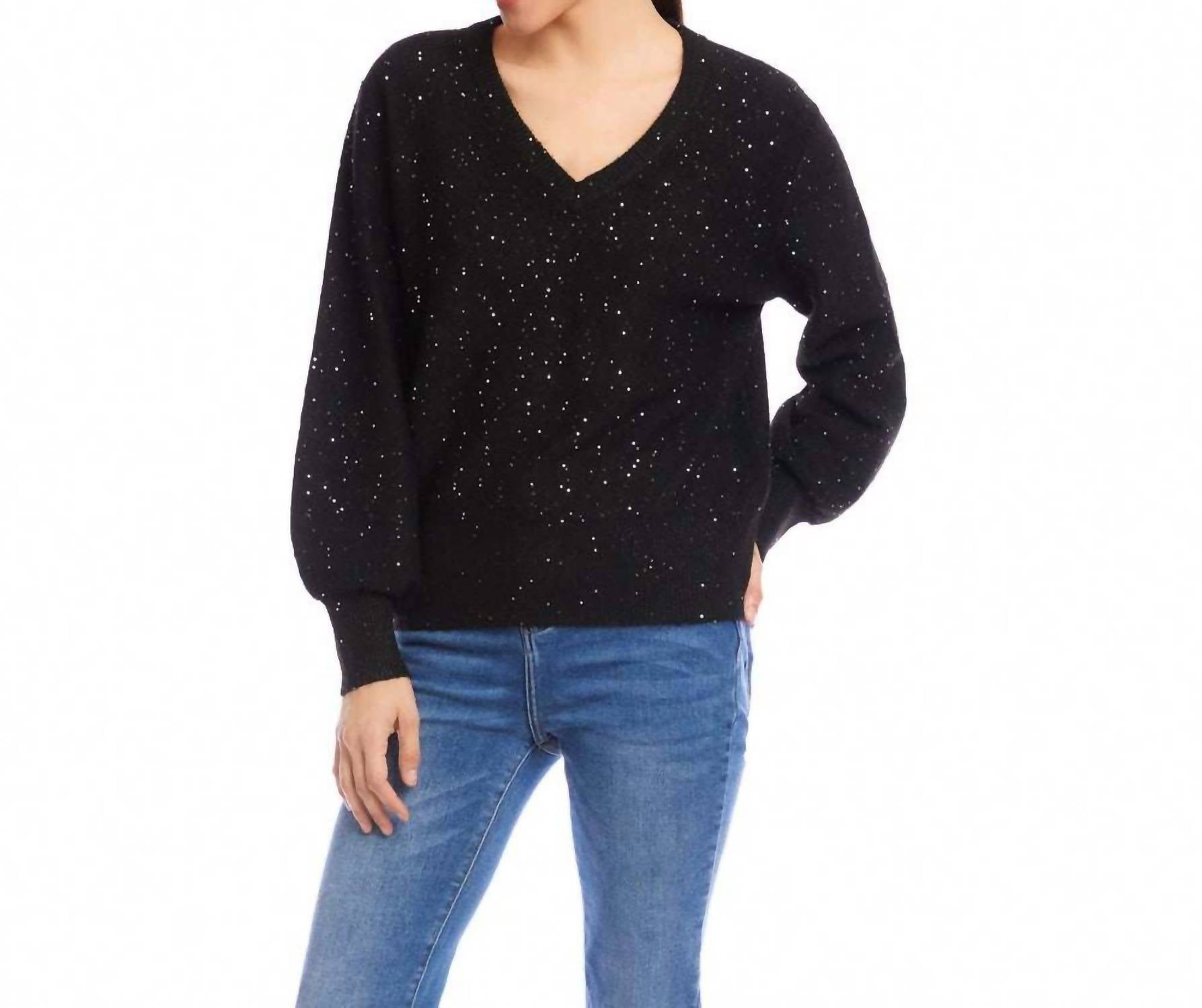 Karen Kane - Sequin V-Neck Sweater