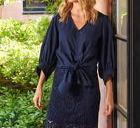 Karen Kane - Blouson Sleeve Tie-Front Top