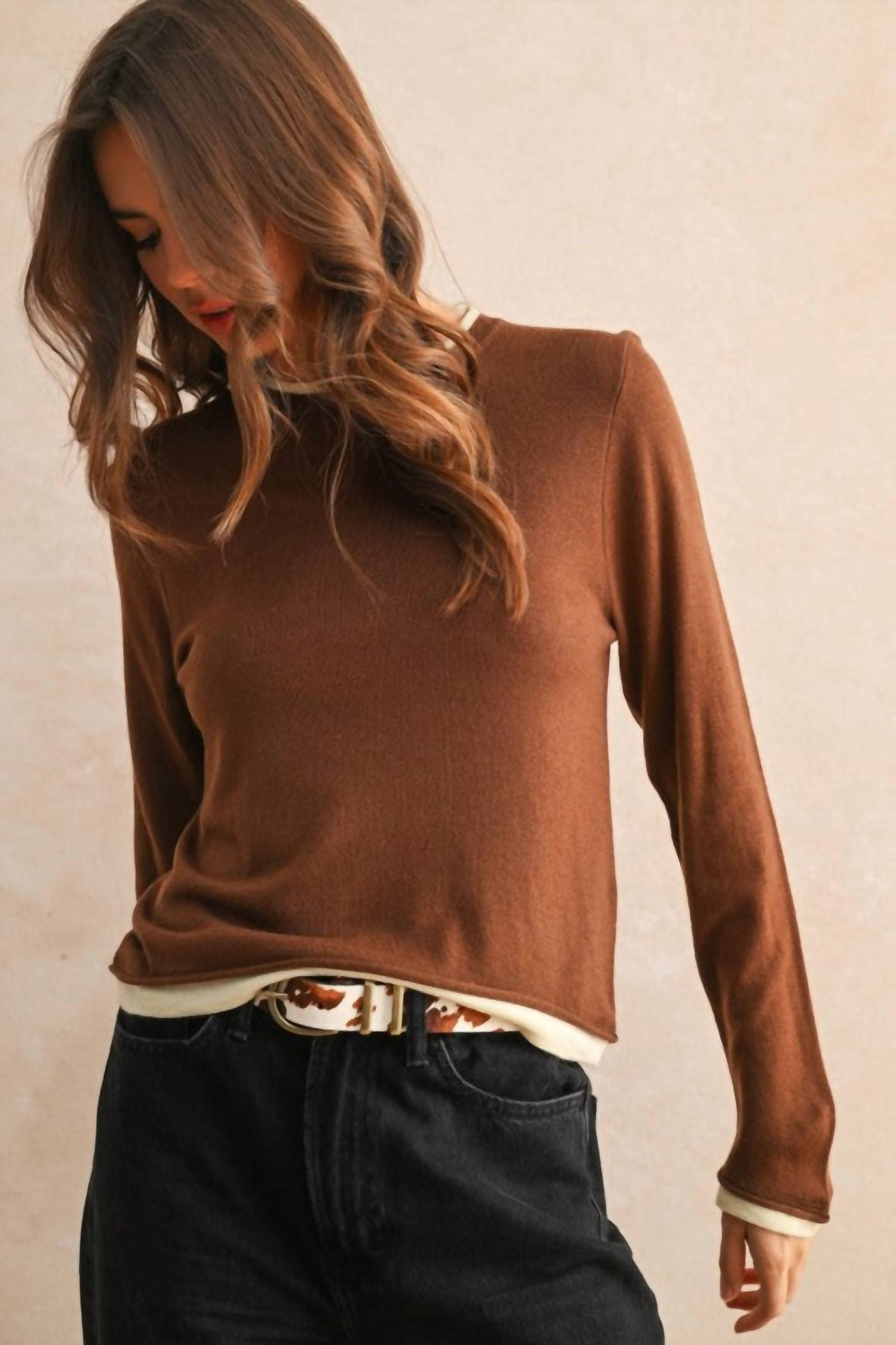 Miou Muse - Looks Latered Lightweight Sweater Top