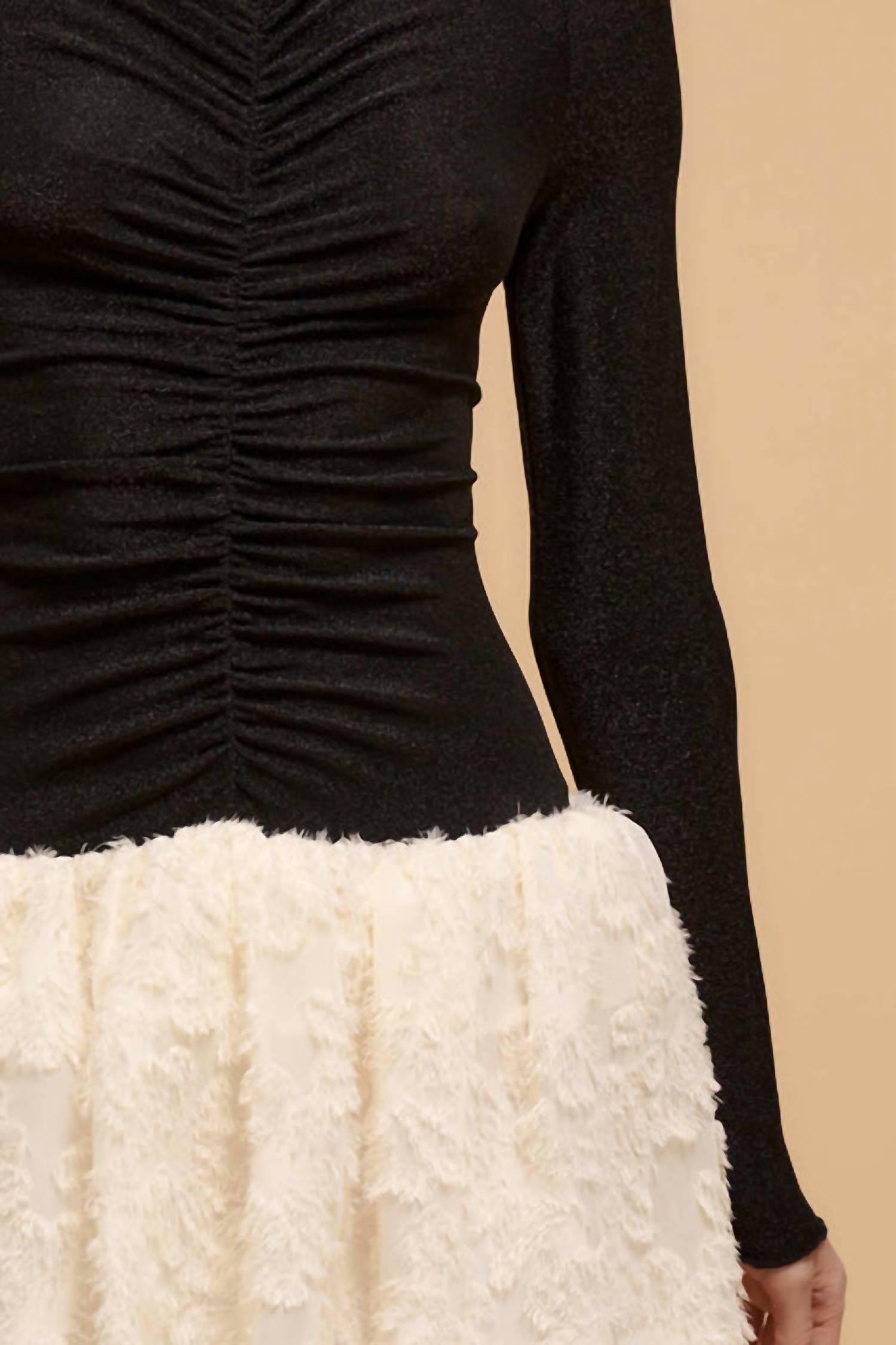 Promesa - Two-tone With Ruched Bodice Bubble Mini Dress