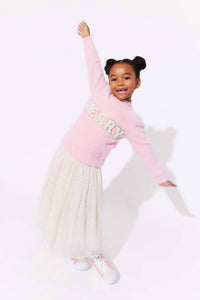 Lola + The Boys Merry Pearl Sweatshirt in pink - kids' shirt - alternate view