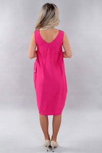 Michael Tyler Sleeveless Bubble Dress in fuchsia - women's dress - detail view