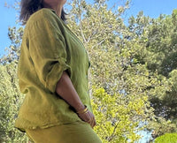 Made In Italy - Classic Button Linen Top