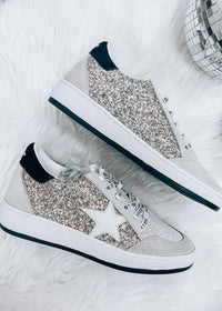 Vintage Havana Women's Kristen Glitter Sneaker in white - women's sneaker