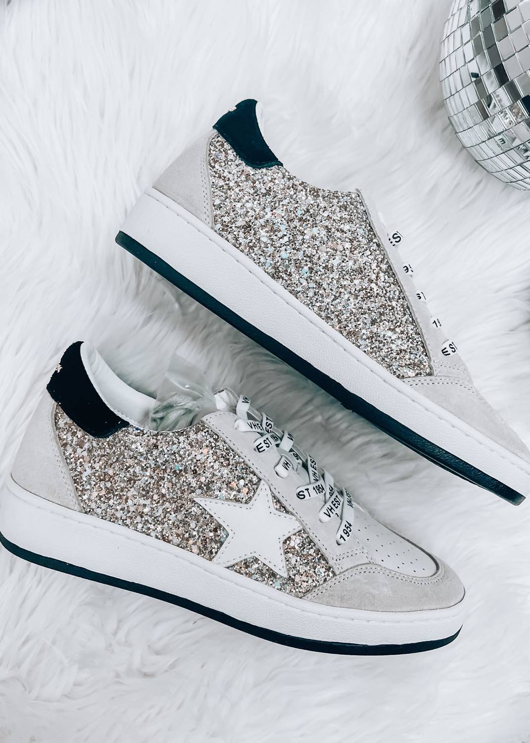 Vintage Havana Women's Kristen Glitter Sneaker in white - women's sneaker