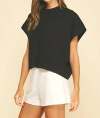 Pinch - Button Down Cap Sleeve Sweater