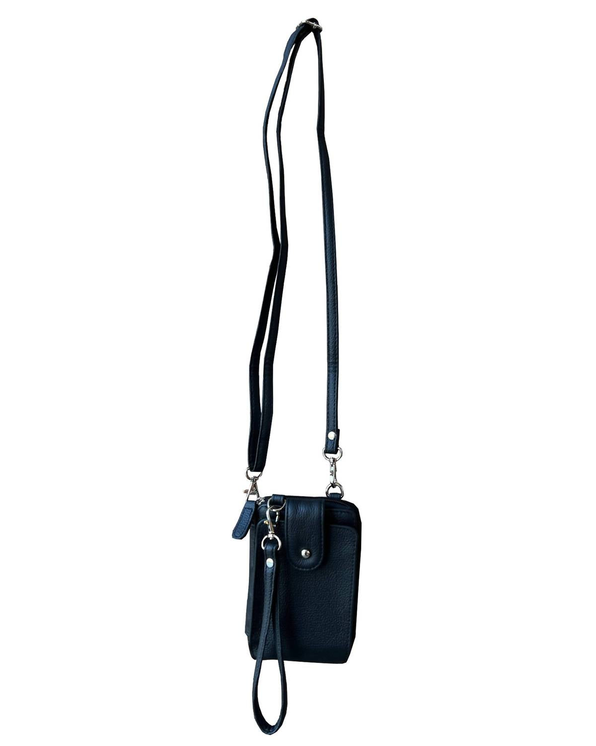 Roma Leathers - Women's Leather Phone Bag With Credit Card Slots And Adjustable Strap