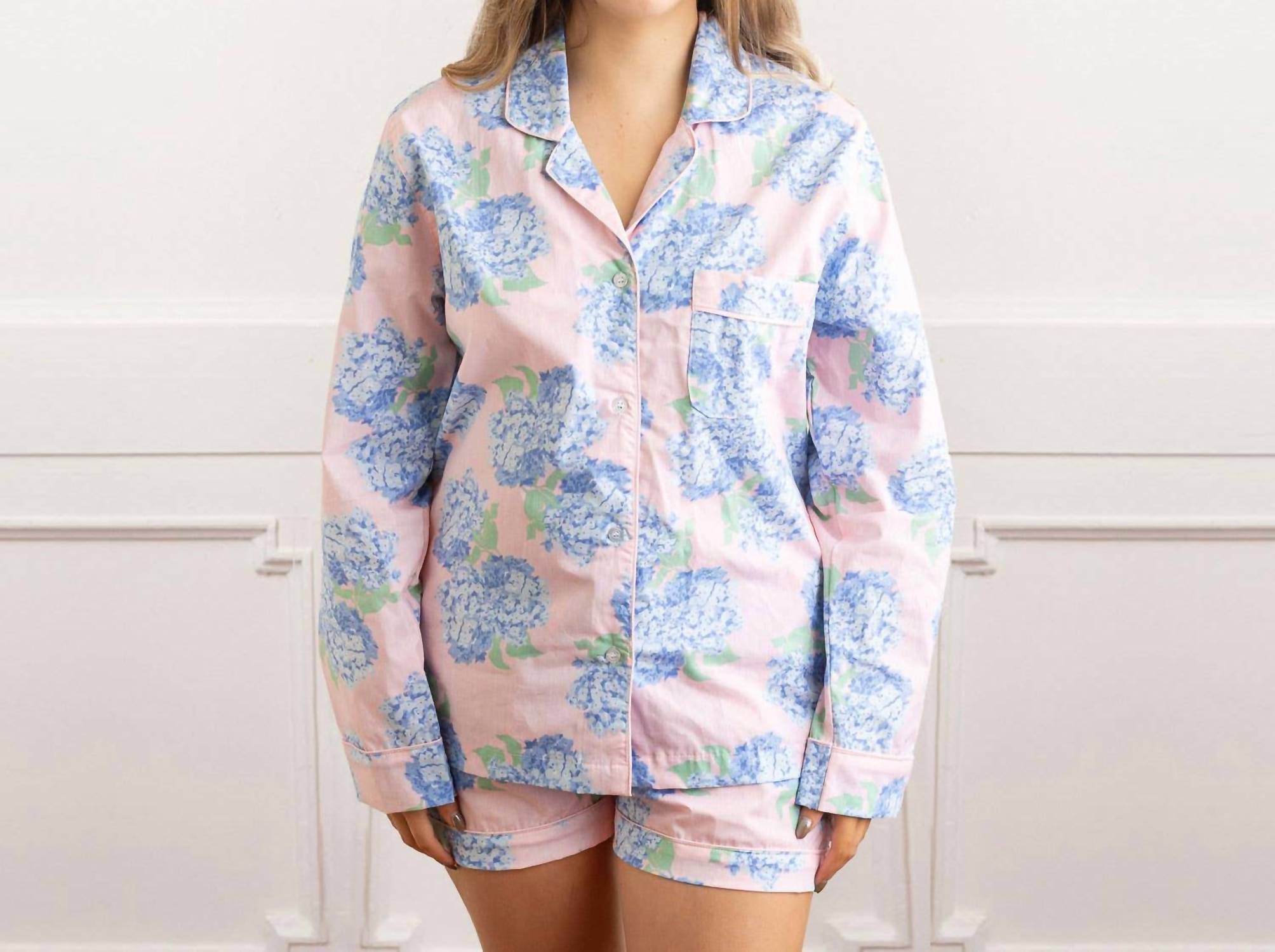 8 Oak Lane - Hydrangea Pj Set With Shorts & Long Sleeve Top
