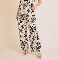 GILLI Shadow Garden Floral Print Top in cream black floral - women's blouse - detail view