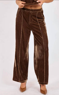 SAGE THE LABEL Twilight Spell Velvet Trouser in mocha - women's pants