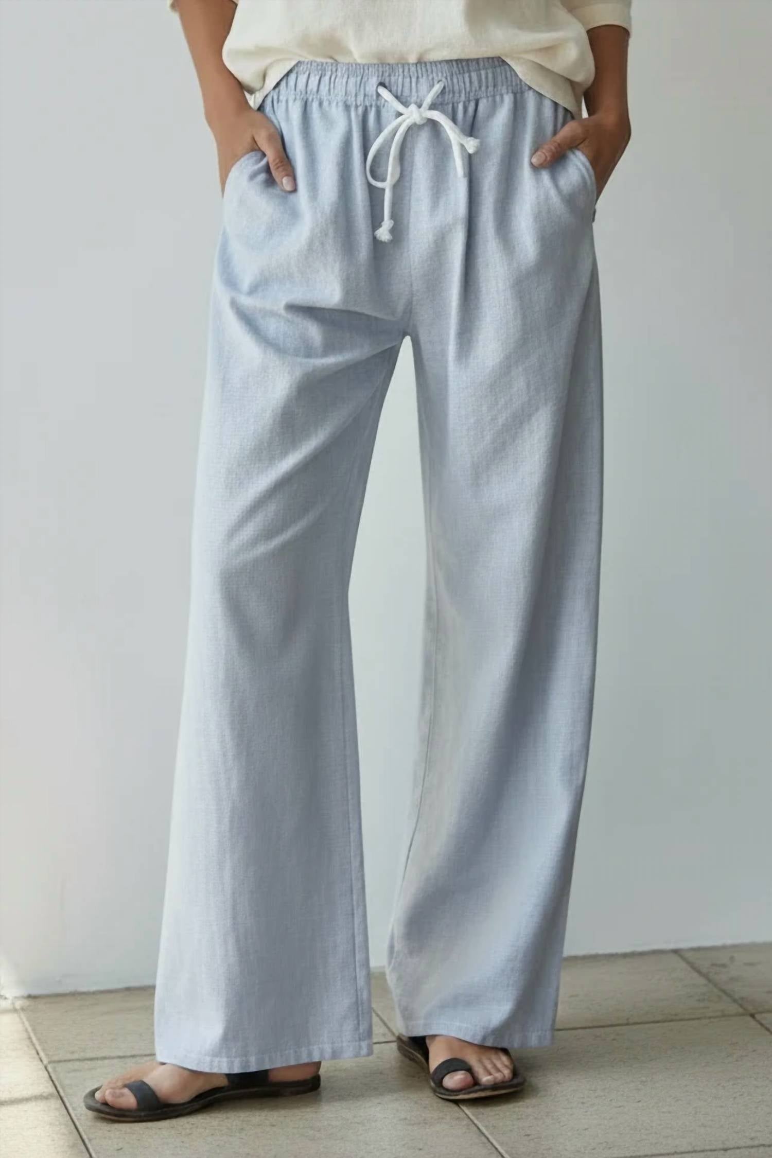 By Together - Linen Striped Wide Leg Pants