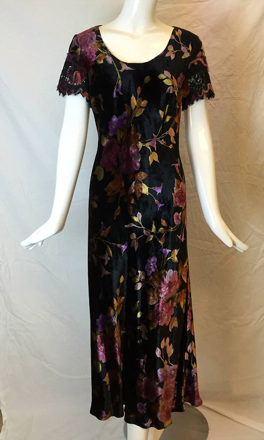 Notizie - Women's Printed Flora Velvet Lace Dress