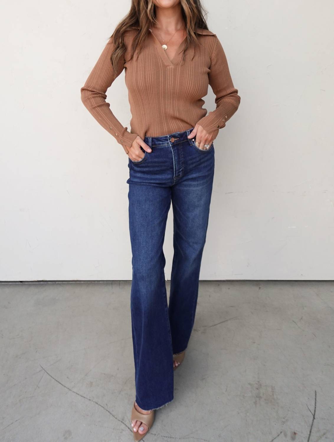 Skies Are Blue - Knit Collared Top