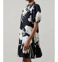 SUGARLIPS Shadow Floral Minley Shift Dress in black - women's dress - detail view