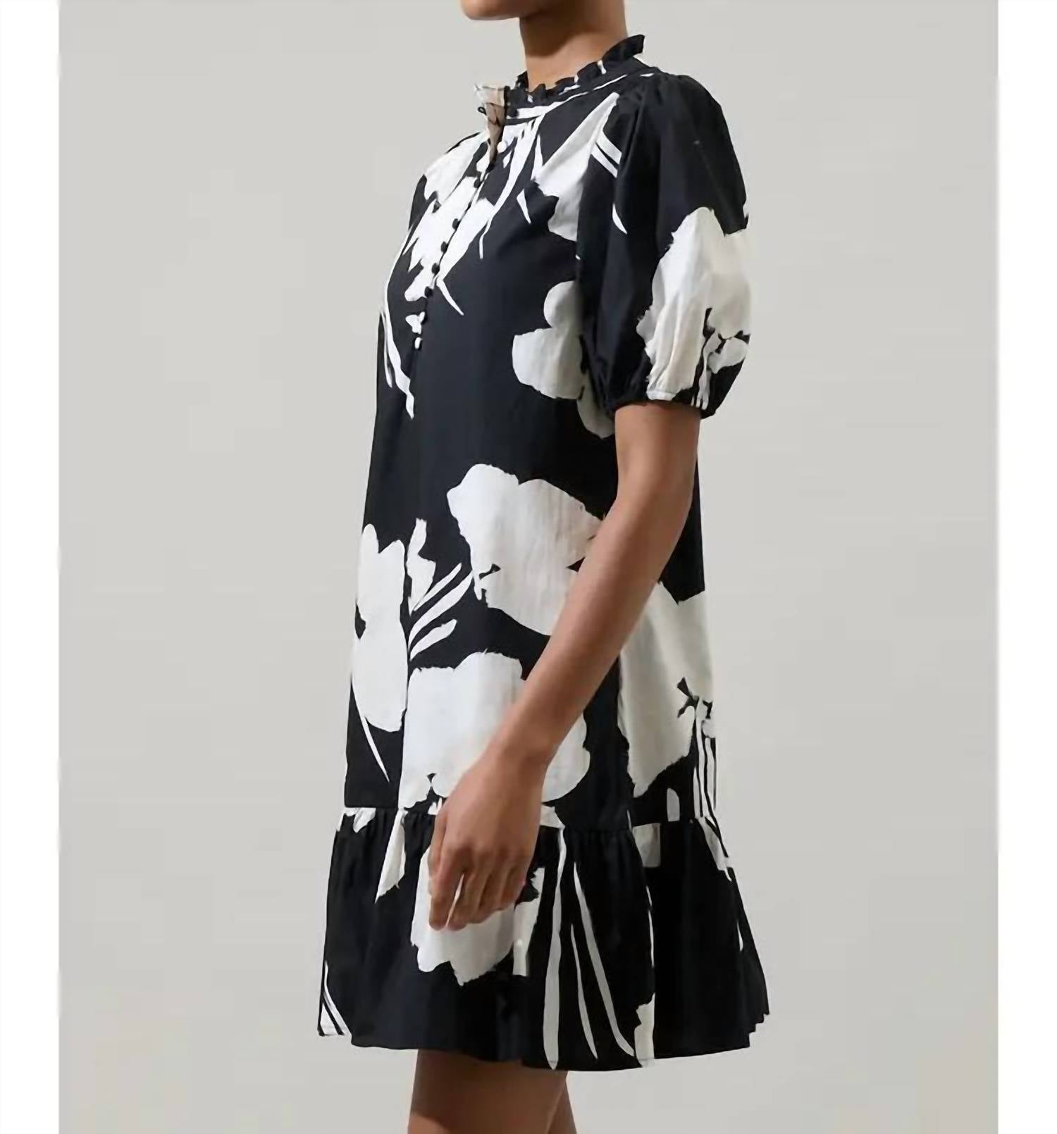 SUGARLIPS Shadow Floral Minley Shift Dress in black - women's dress - detail view