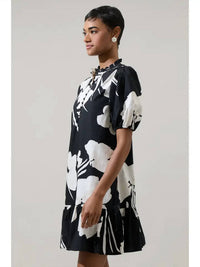 SUGARLIPS Shadow Floral Minley Shift Dress in black - women's dress - alternate view