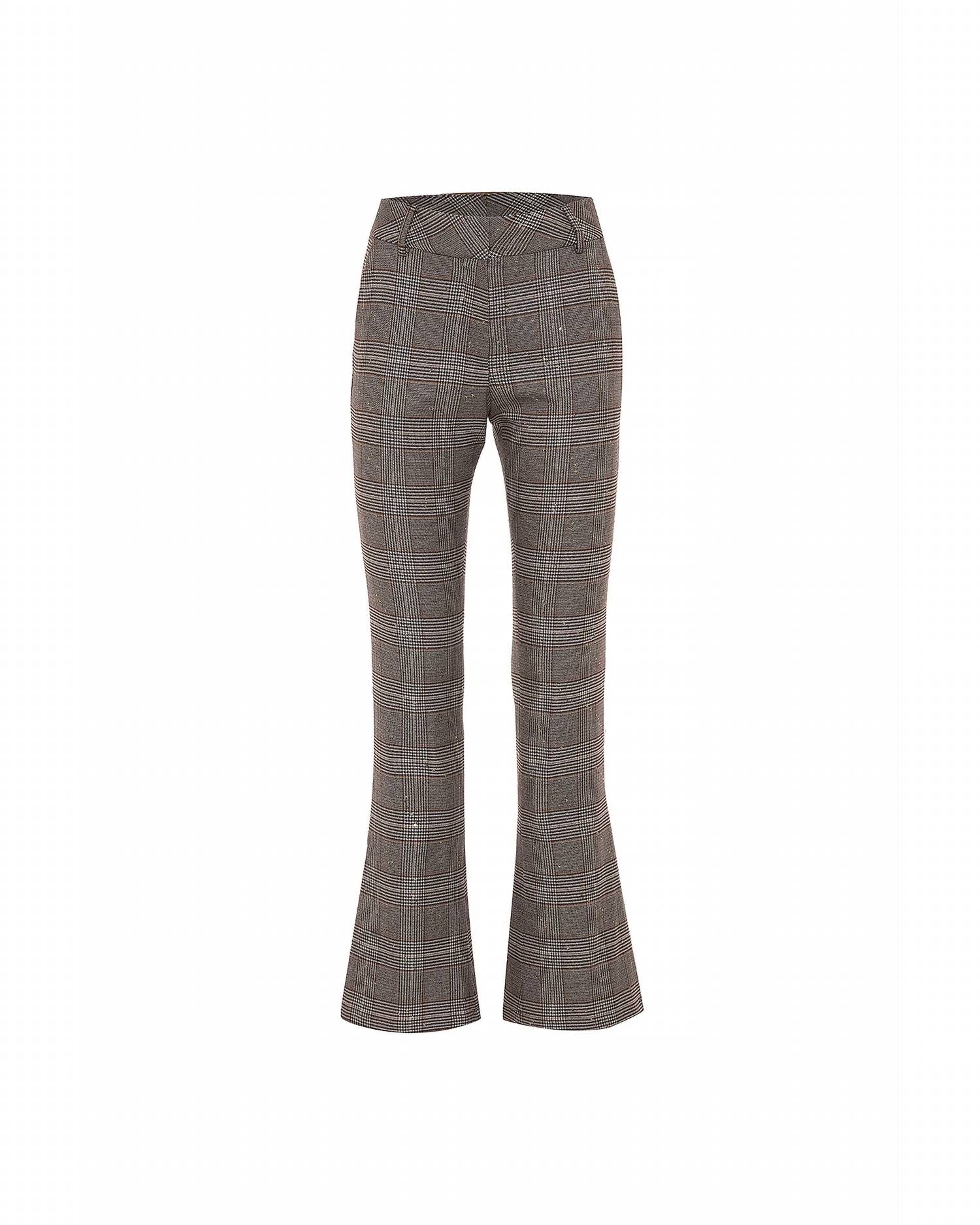 Theo The Label - Women's Eudora Cropped Bootcut Sequined Prince Of Wales Pant