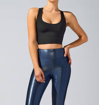 HEROINE SPORT Cross Back Top in black - women's tank top