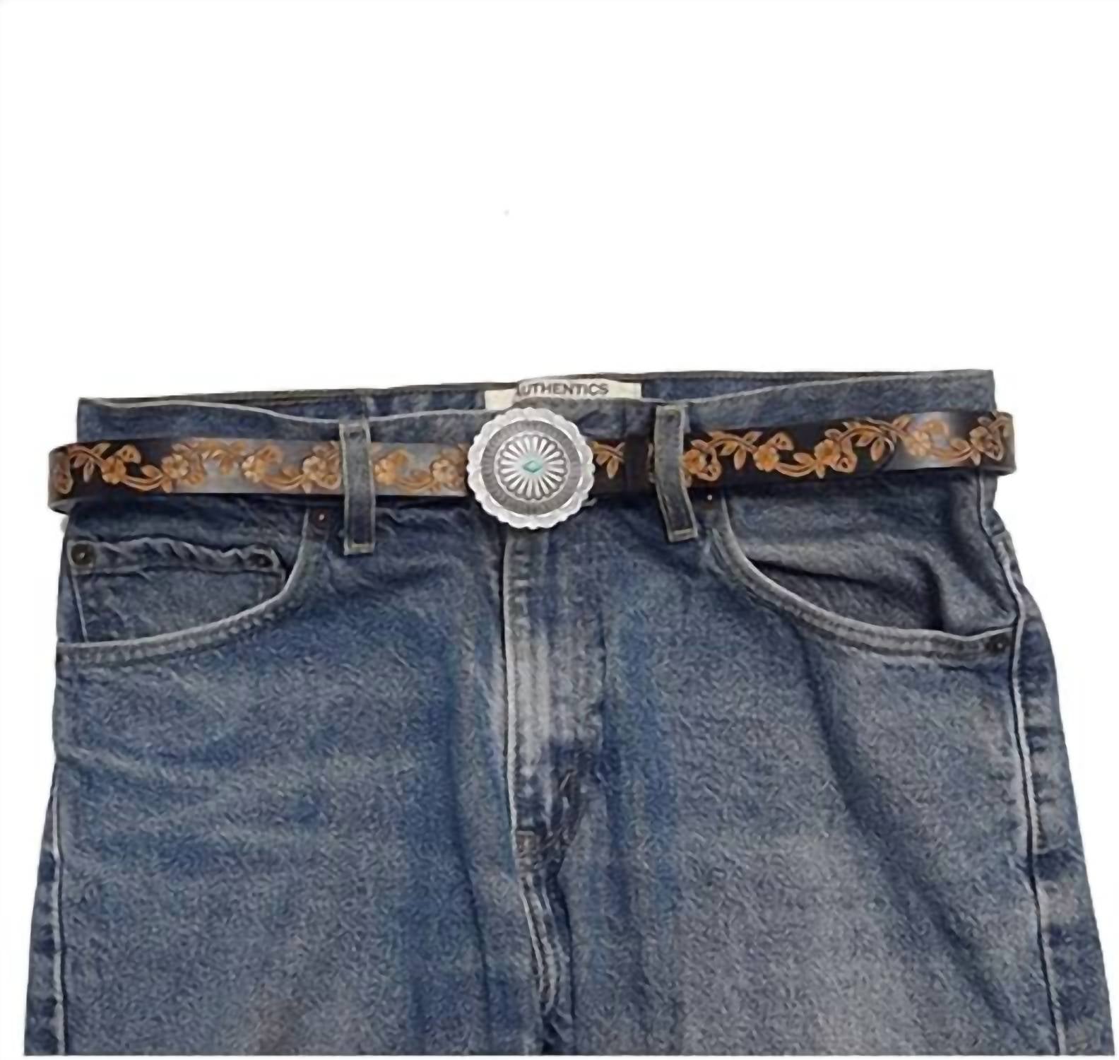 Axesoria West Women's Western Buckle Belt in black - women's accessory - detail view