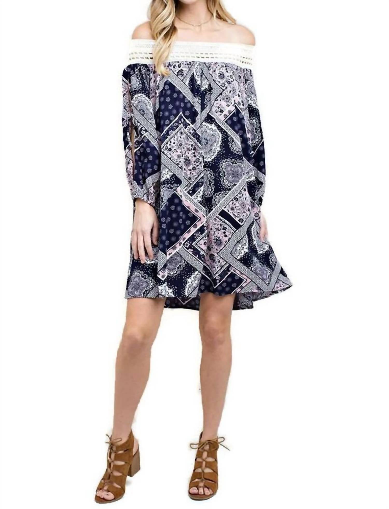 Kori - Batik Patchwork Off the Shoulder Dress