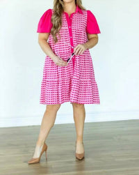 Grace + Emma - Gingham Button Up Midi Dress