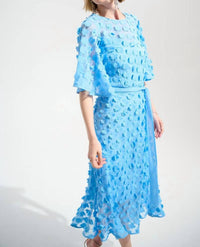 Joseph Ribkoff Signature 3D Chiffon Fit and Flare Dress with Sash in sky blue - women's dress - alternate view