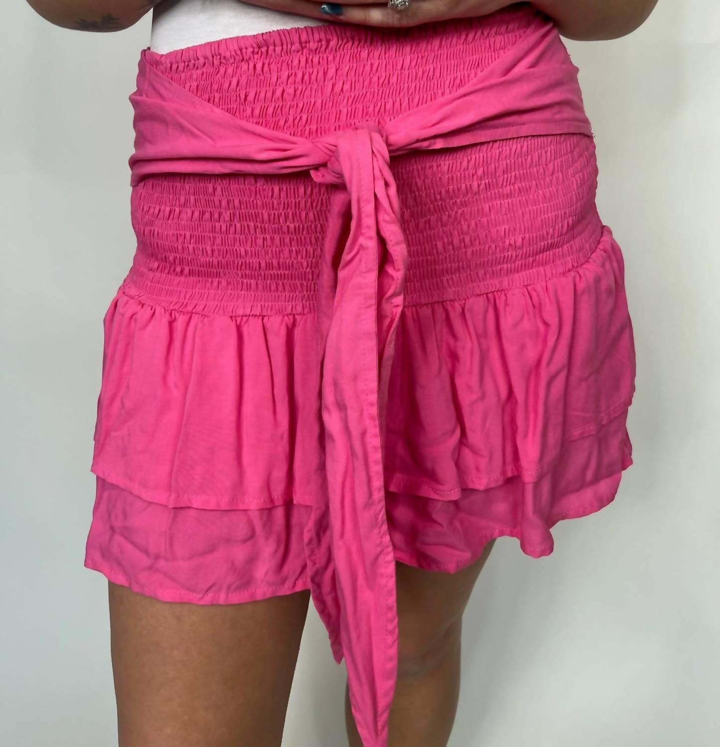 Romi The Brand Tie Short Skirt in pink - women's skirt
